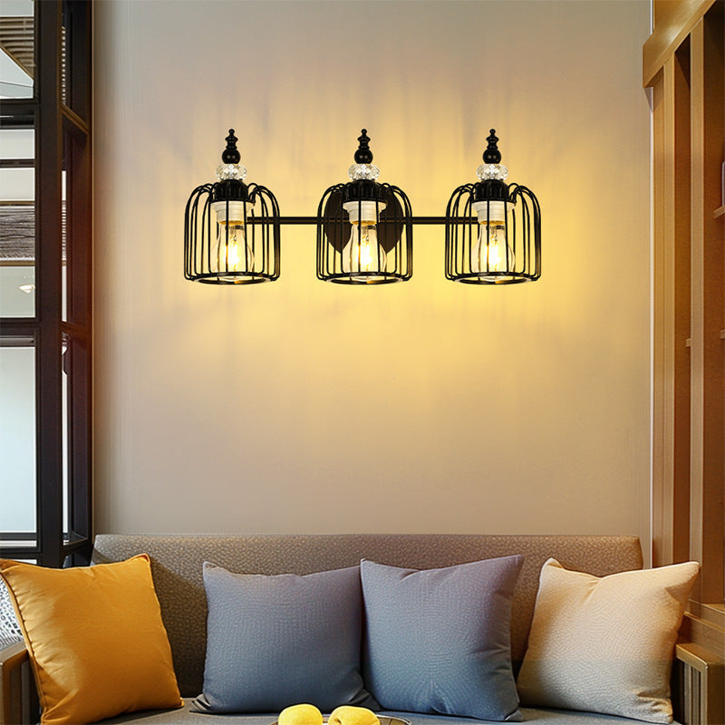 Modern Garlic Bead Three-Head Iron Lampshade Wall Light