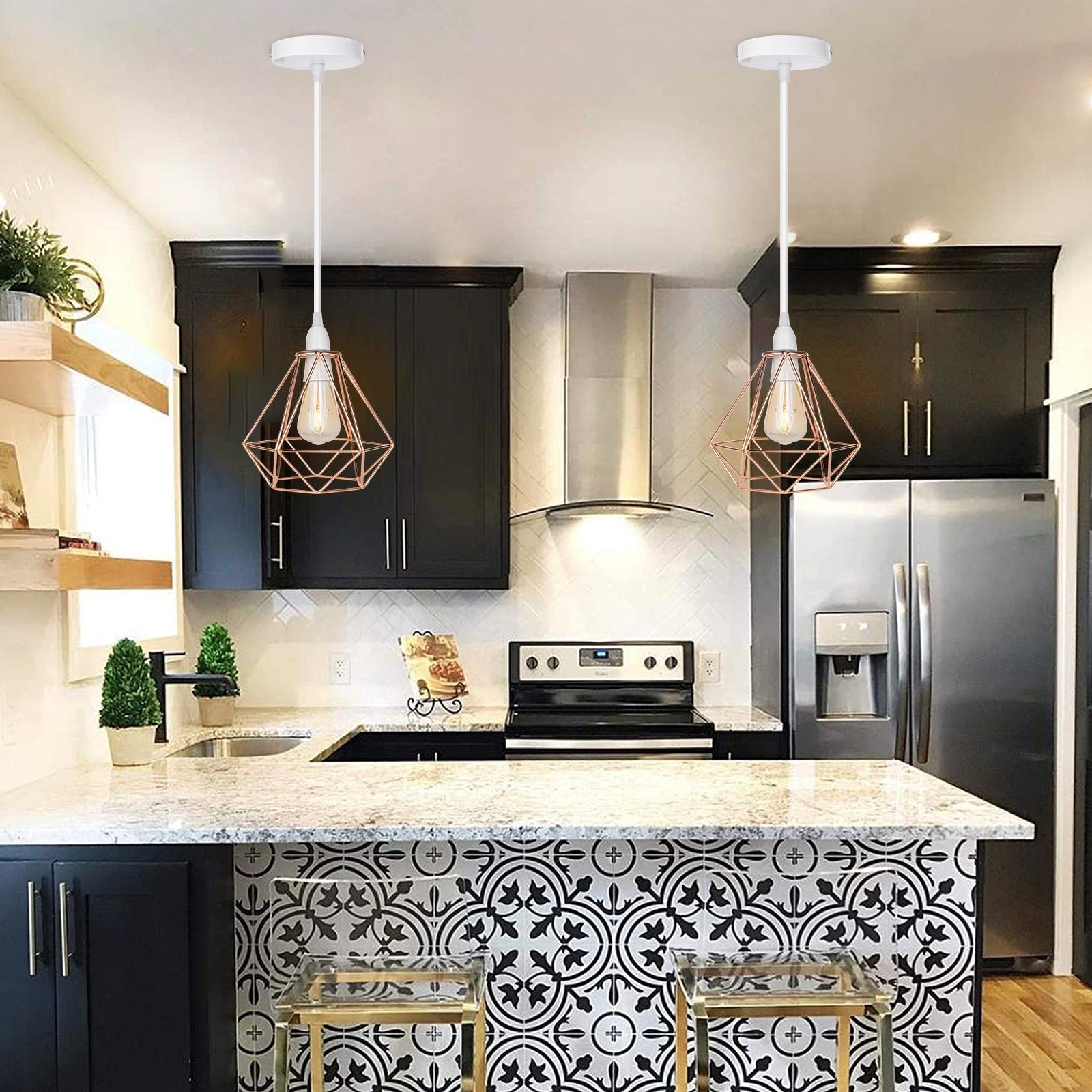 Nordic Diamond-Shaped Metal Pendant Light