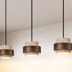 Yellow Travertine Japandi Minimalist Stone Pendant Light
