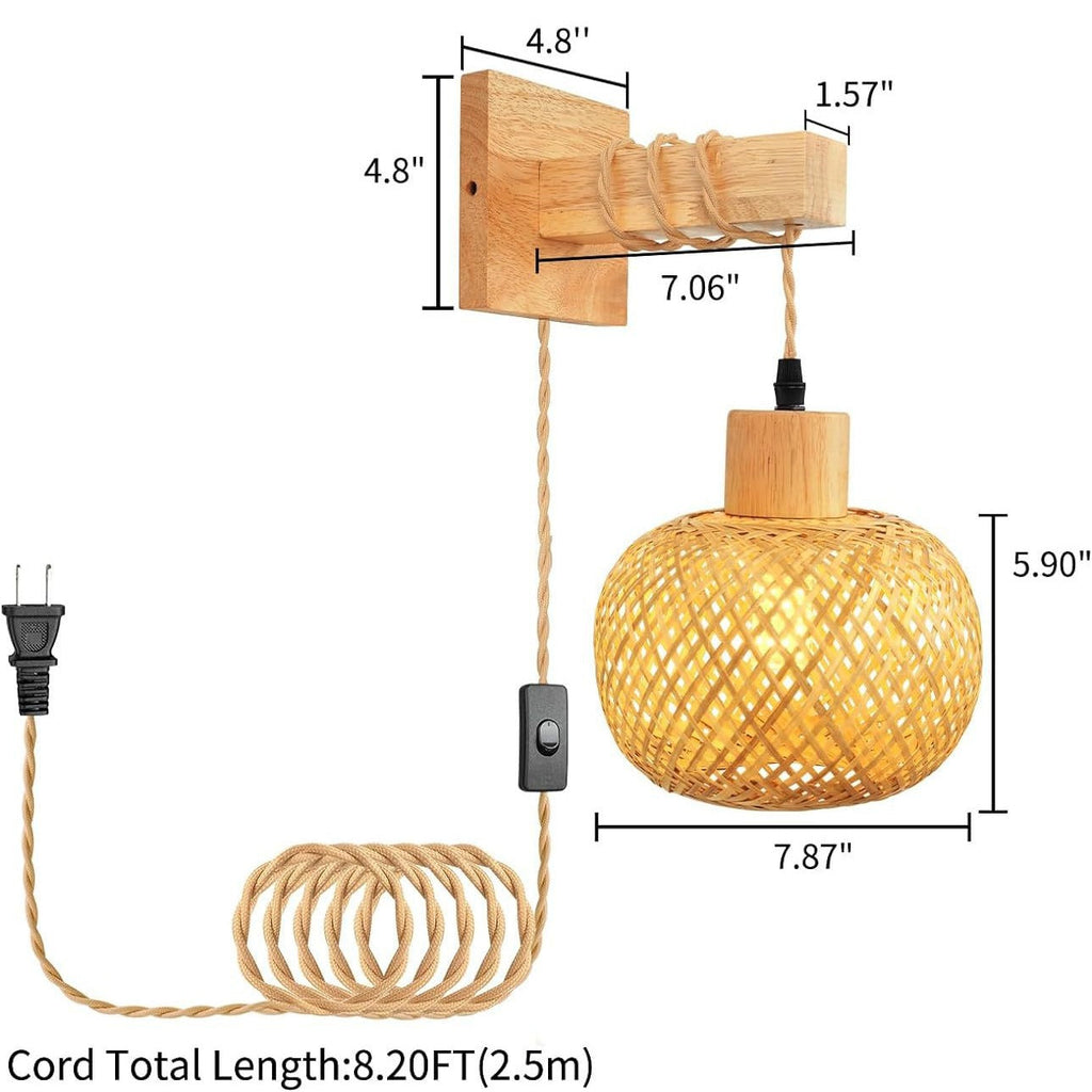 Retro LED Hand-Woven Bamboo Wall Light