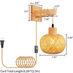 Retro LED Hand-Woven Bamboo Wall Light