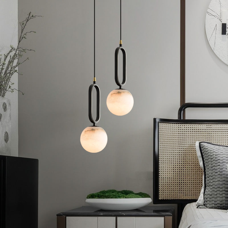 Alabaster Oval Ring Pendant Light