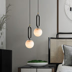 Alabaster Oval Ring Pendant Light