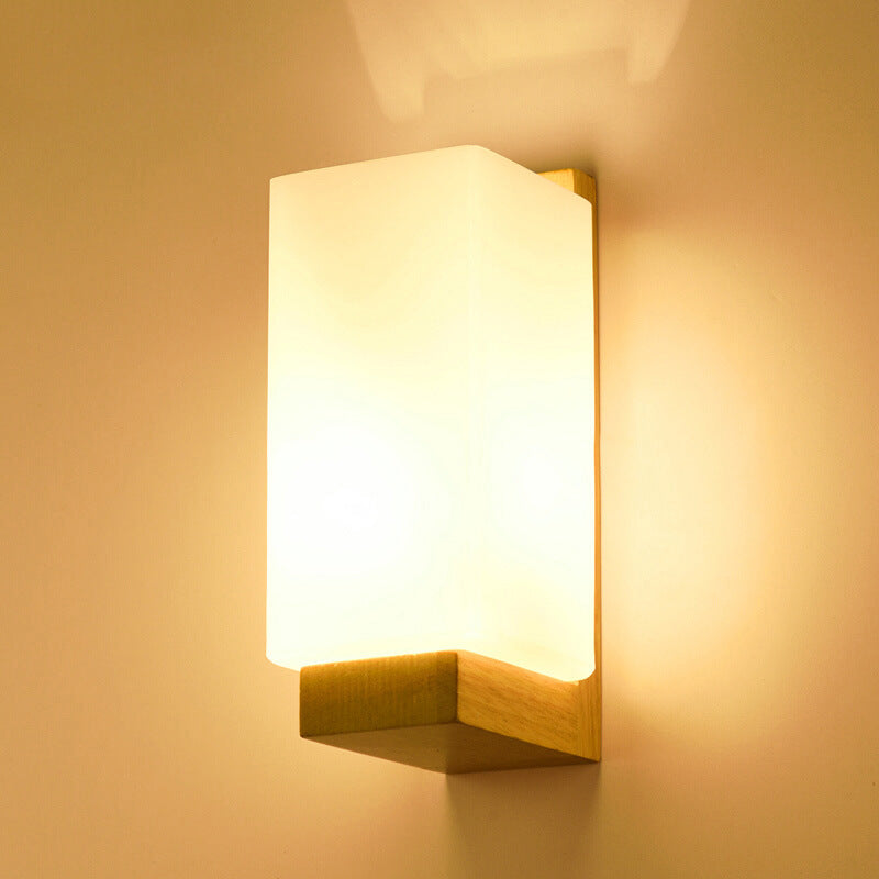 Einar Nordic Wood Glass Wall Lamp