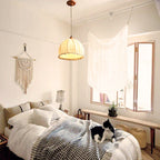 Tally Wood Japandi Linen Pendant Light