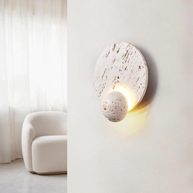 White Travertine Cream Style Wall Light