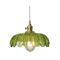 Emerald Lotus Retro Glass Ceiling Light