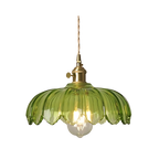 Emerald Lotus Retro Glass Ceiling Light