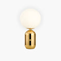 Raiso opal glass table lamp, gold base, product view on white