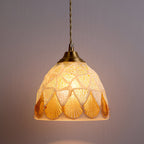 Retro Colorful Natural Shell Handcrafted Brass Pendant Light