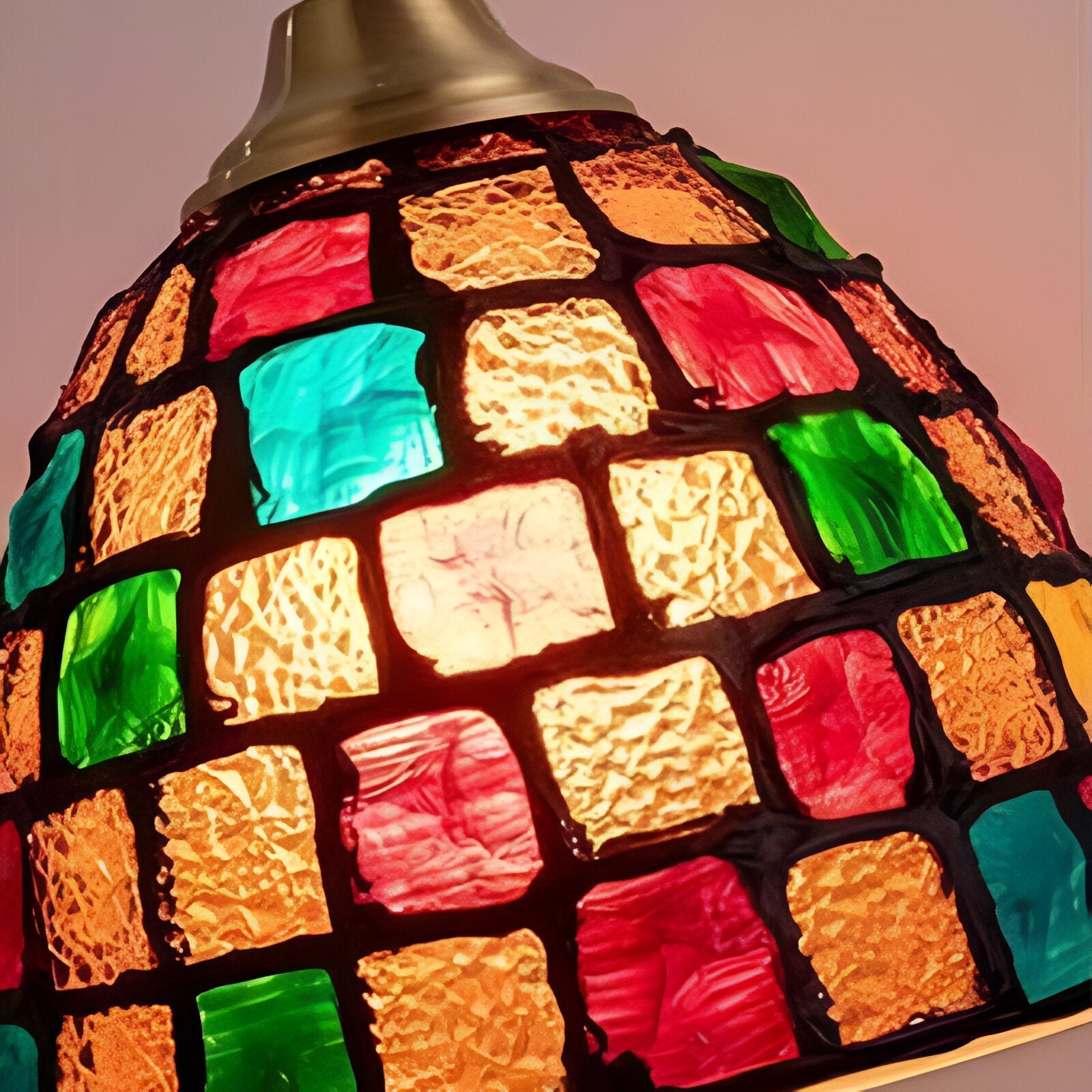 Retro Colorful Natural Shell Handcrafted Brass Pendant Light