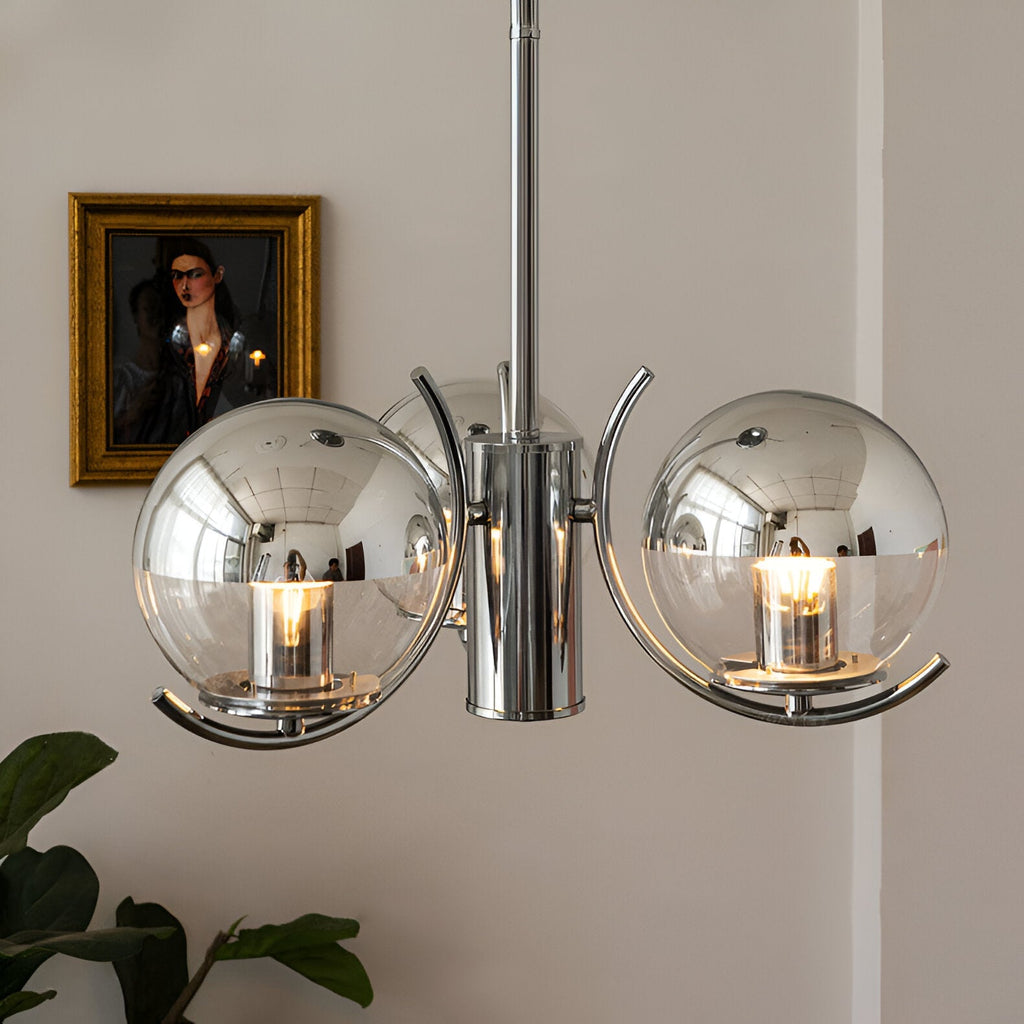 Verona Retro Chrome Glass Chandelier