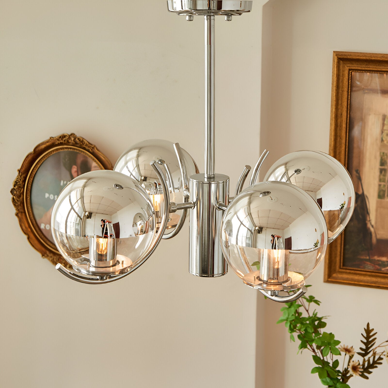 Verona Retro Chrome Glass Chandelier