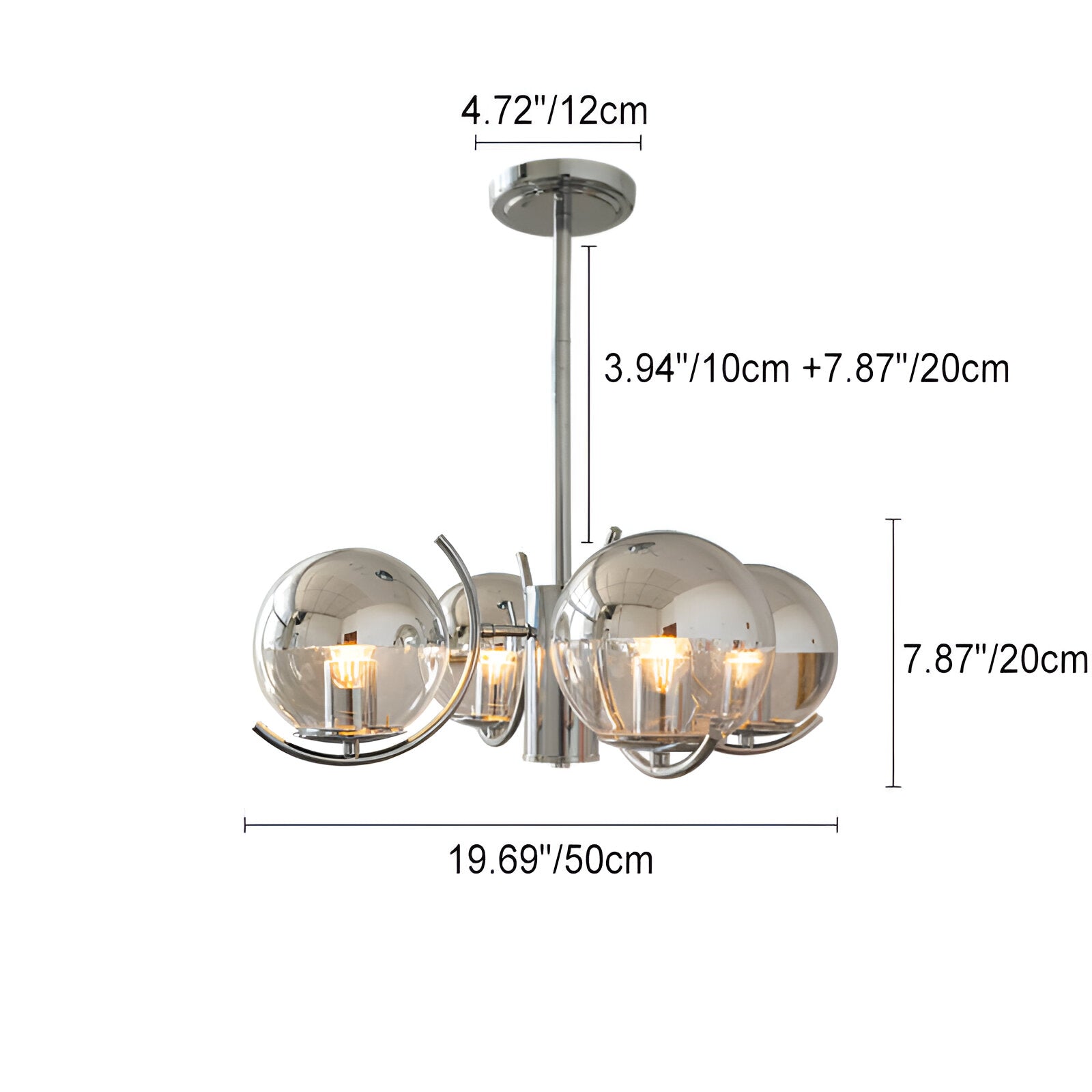 Verona Retro Chrome Glass Chandelier