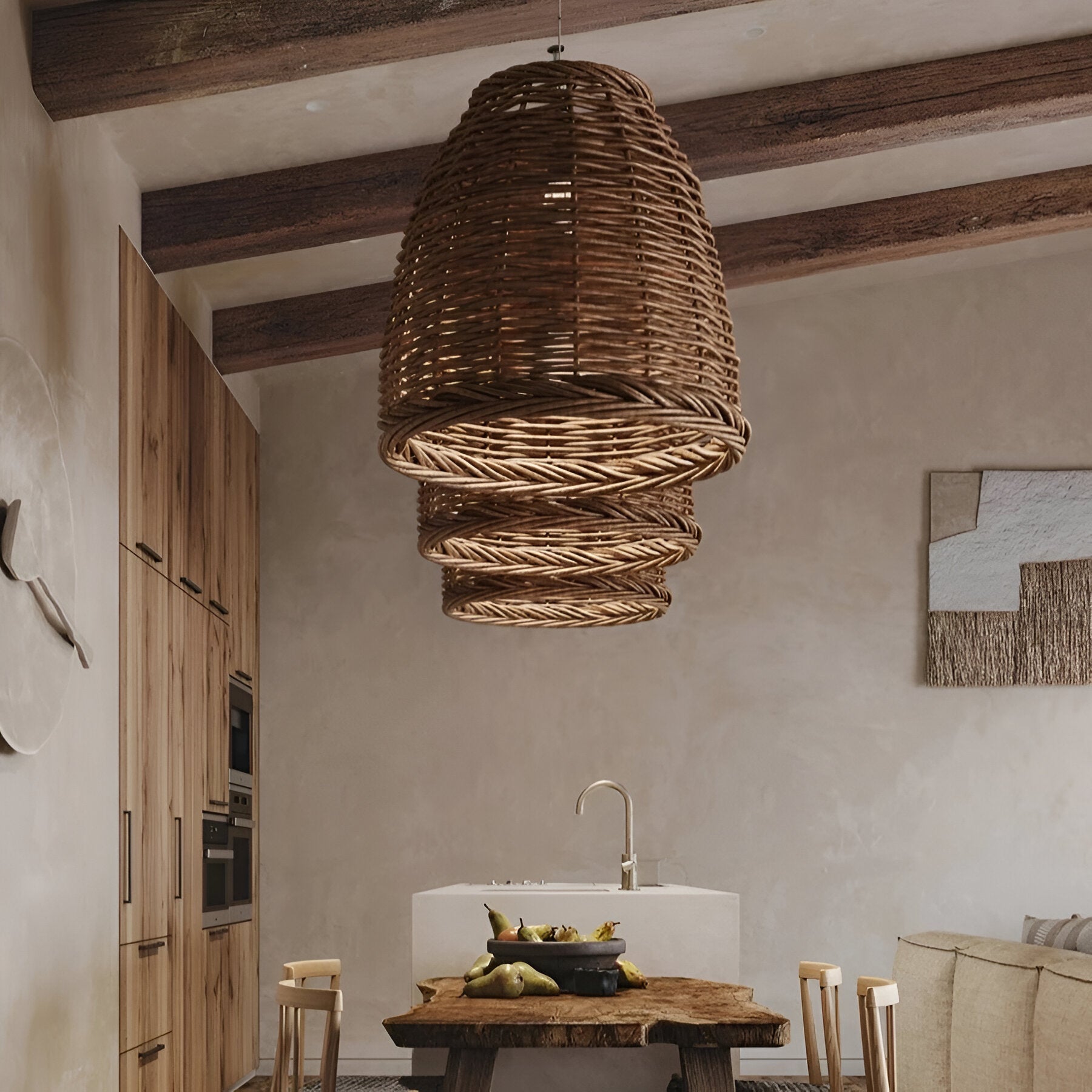 Retro Handmade Bamboo Rattan Pendant Light