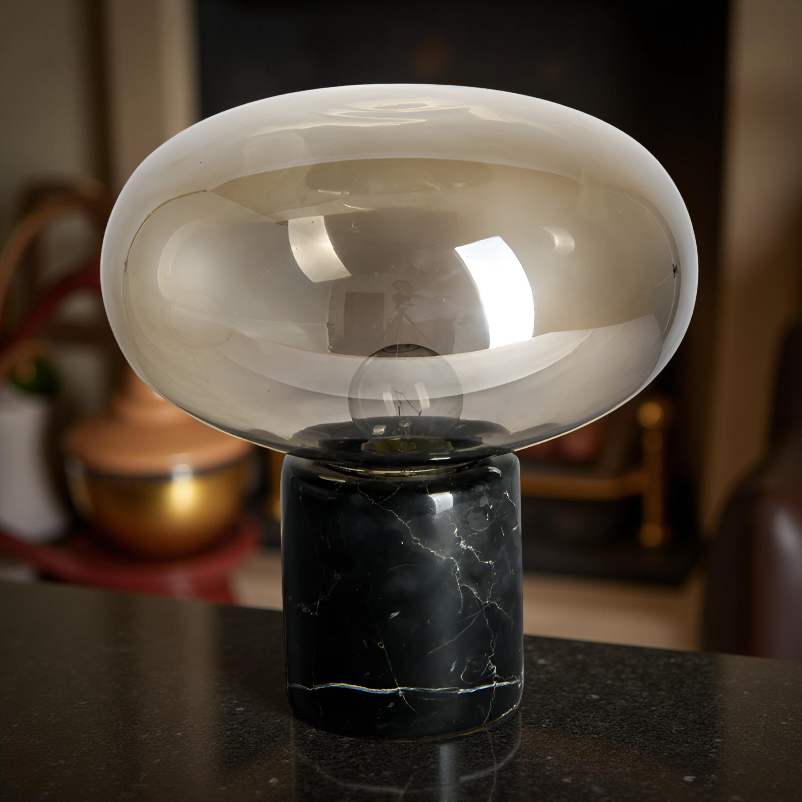 Retro Marble Base Glass Table Lamp