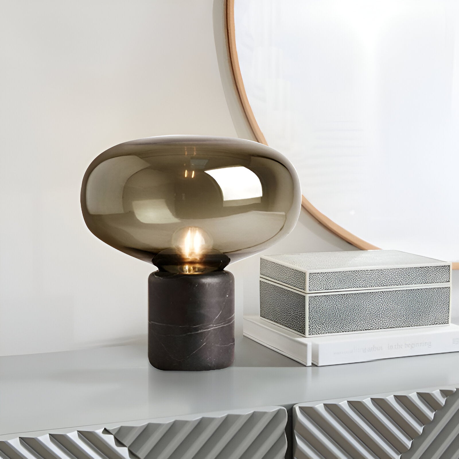 Retro Marble Base Glass Table Lamp