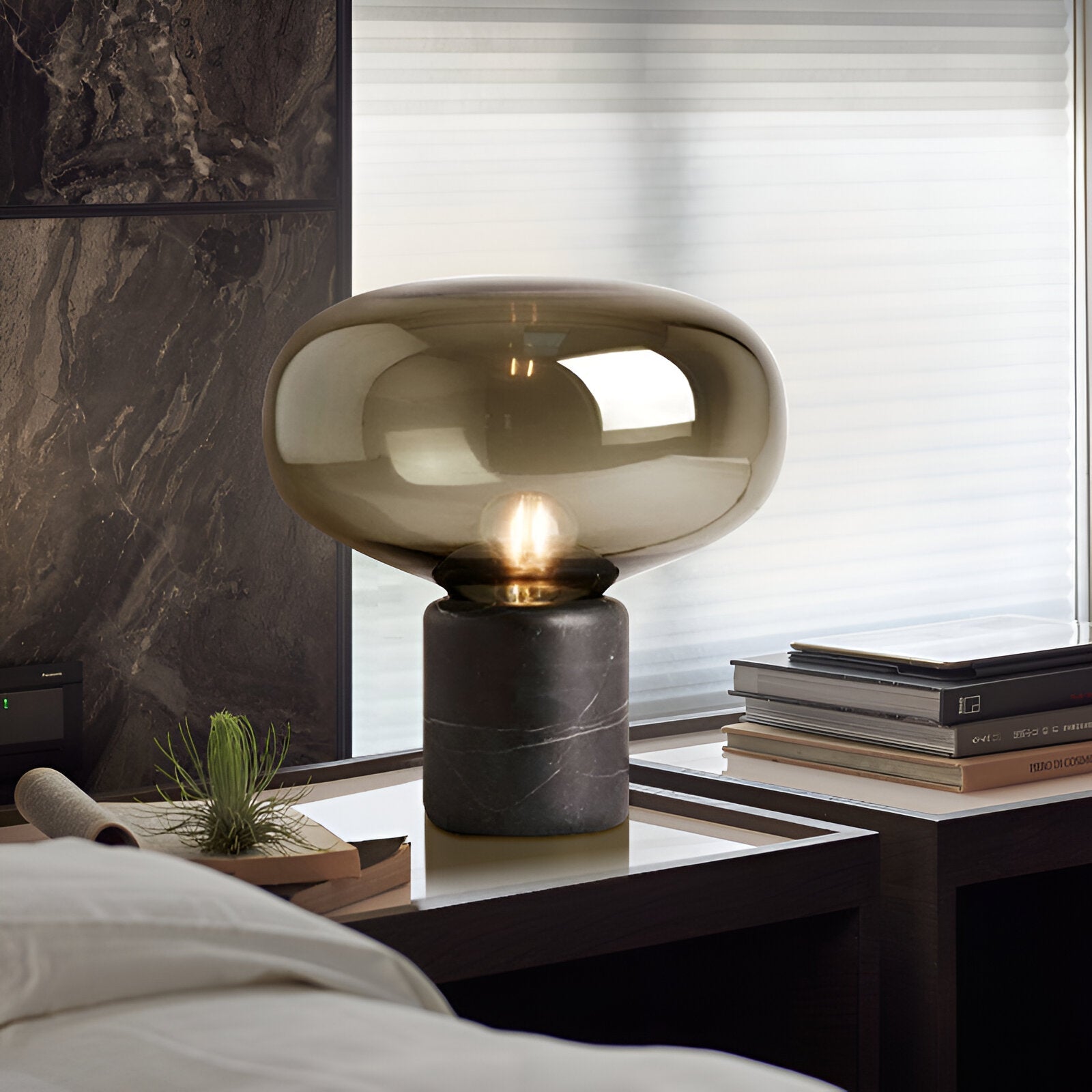 Retro Marble Base Glass Table Lamp