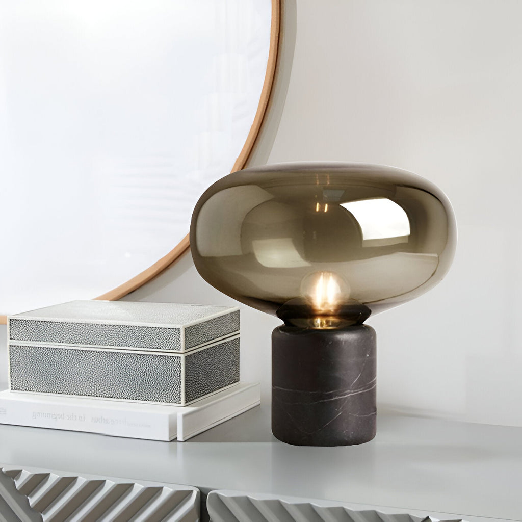 Retro Marble Base Glass Table Lamp
