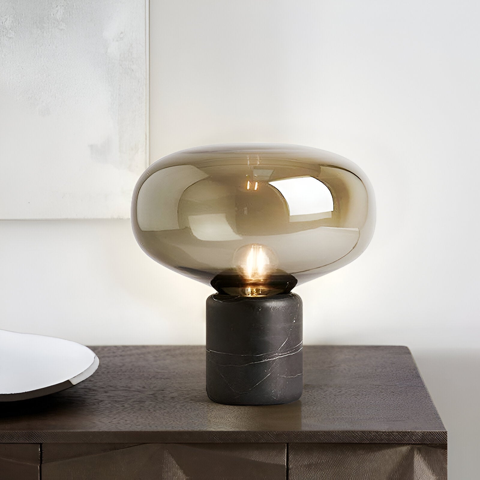 Retro Marble Base Glass Table Lamp