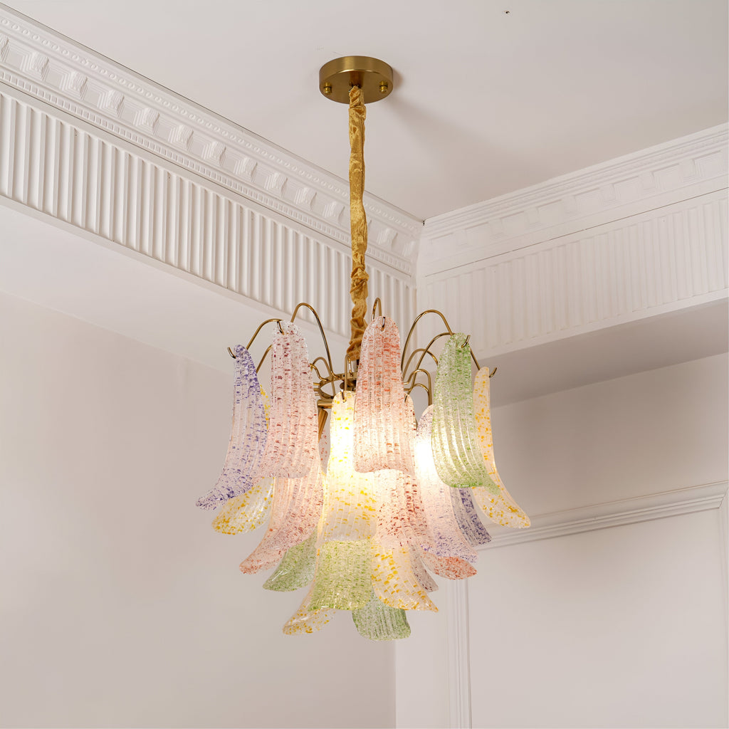 Retro Mazzega Murano Colorful Glass Chandelier