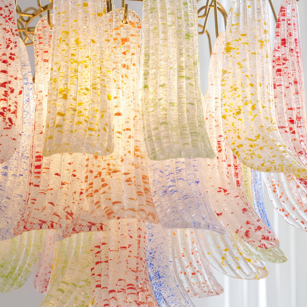 Retro Mazzega Murano Colorful Glass Chandelier