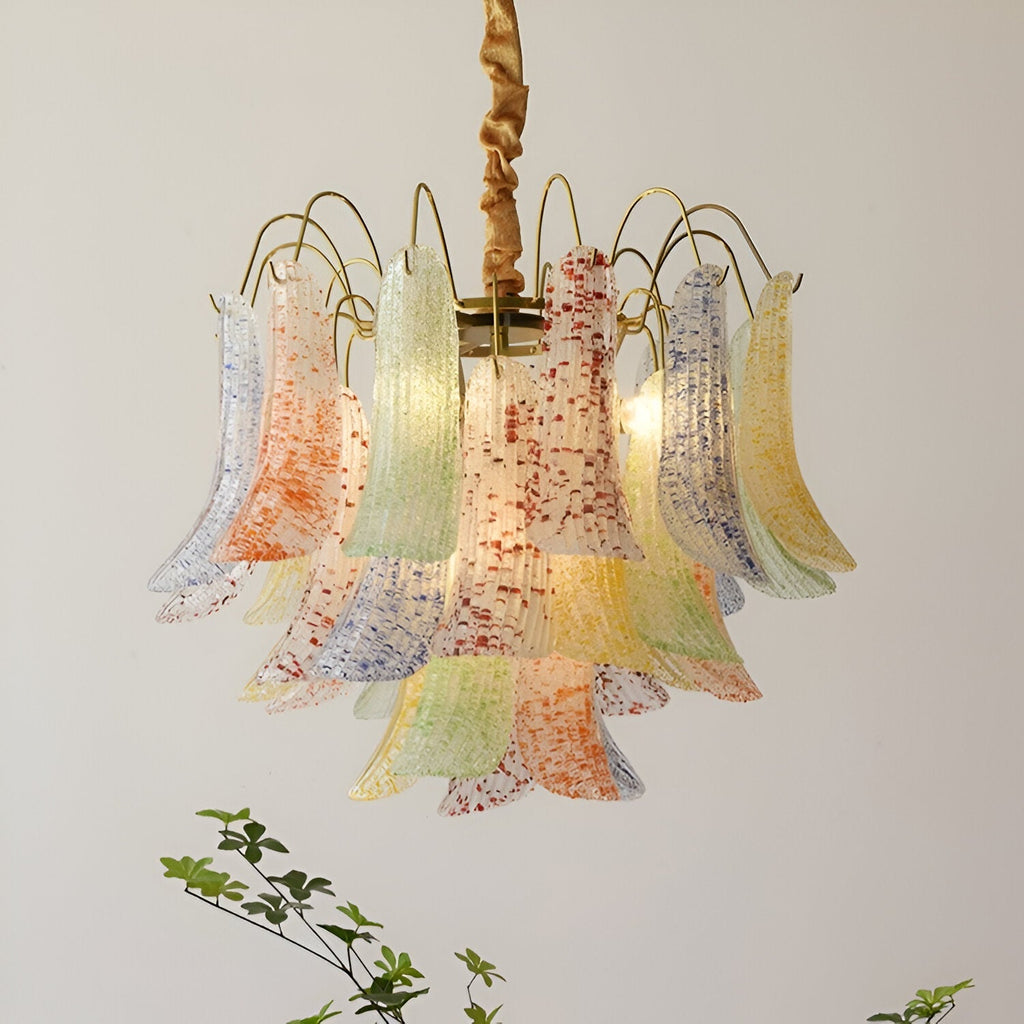 Retro Mazzega Murano Colorful Glass Chandelier