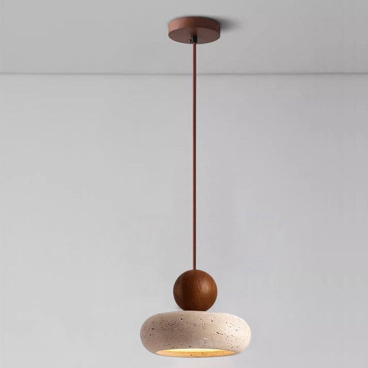 Retro Wabi-Sabi Natural Stone Travertine Pendant Light