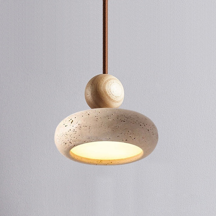 Retro Wabi-Sabi Natural Stone Travertine Pendant Light