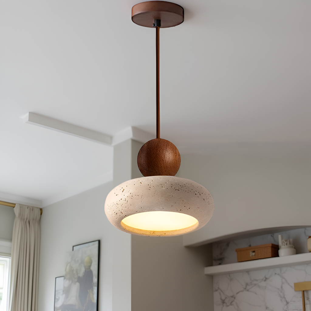 Retro Wabi-Sabi Natural Stone Travertine Pendant Light