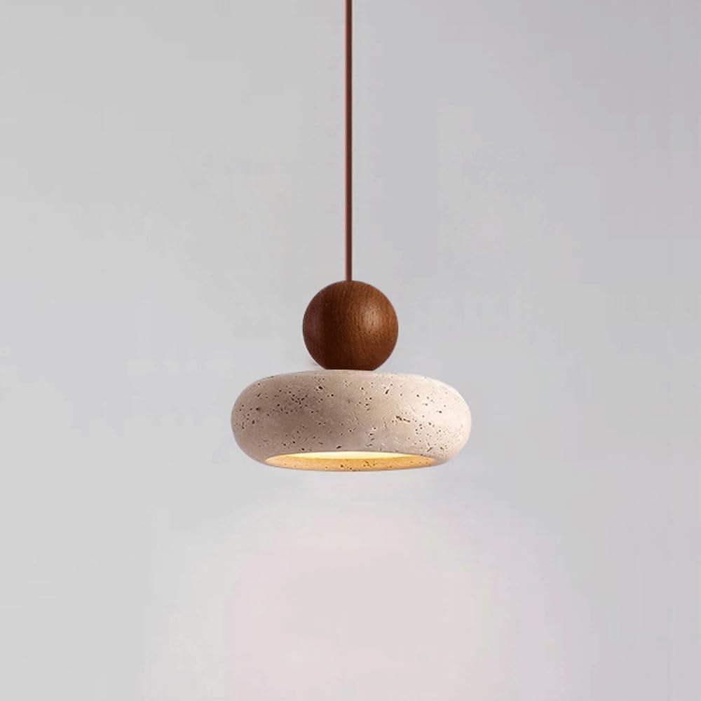 Retro Wabi-Sabi Natural Stone Travertine Pendant Light