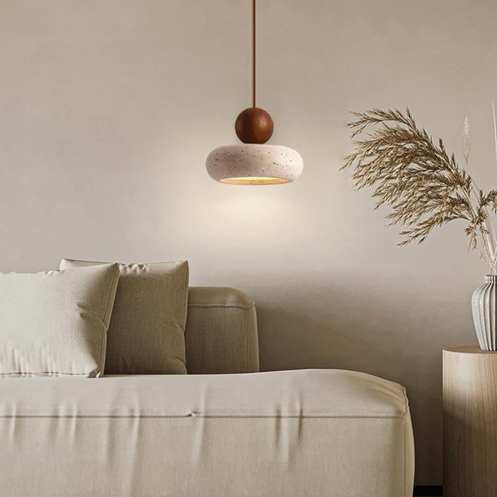 Retro Wabi-Sabi Natural Stone Travertine Pendant Light