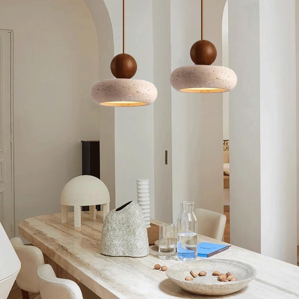 Retro Wabi-Sabi Natural Stone Travertine Pendant Light
