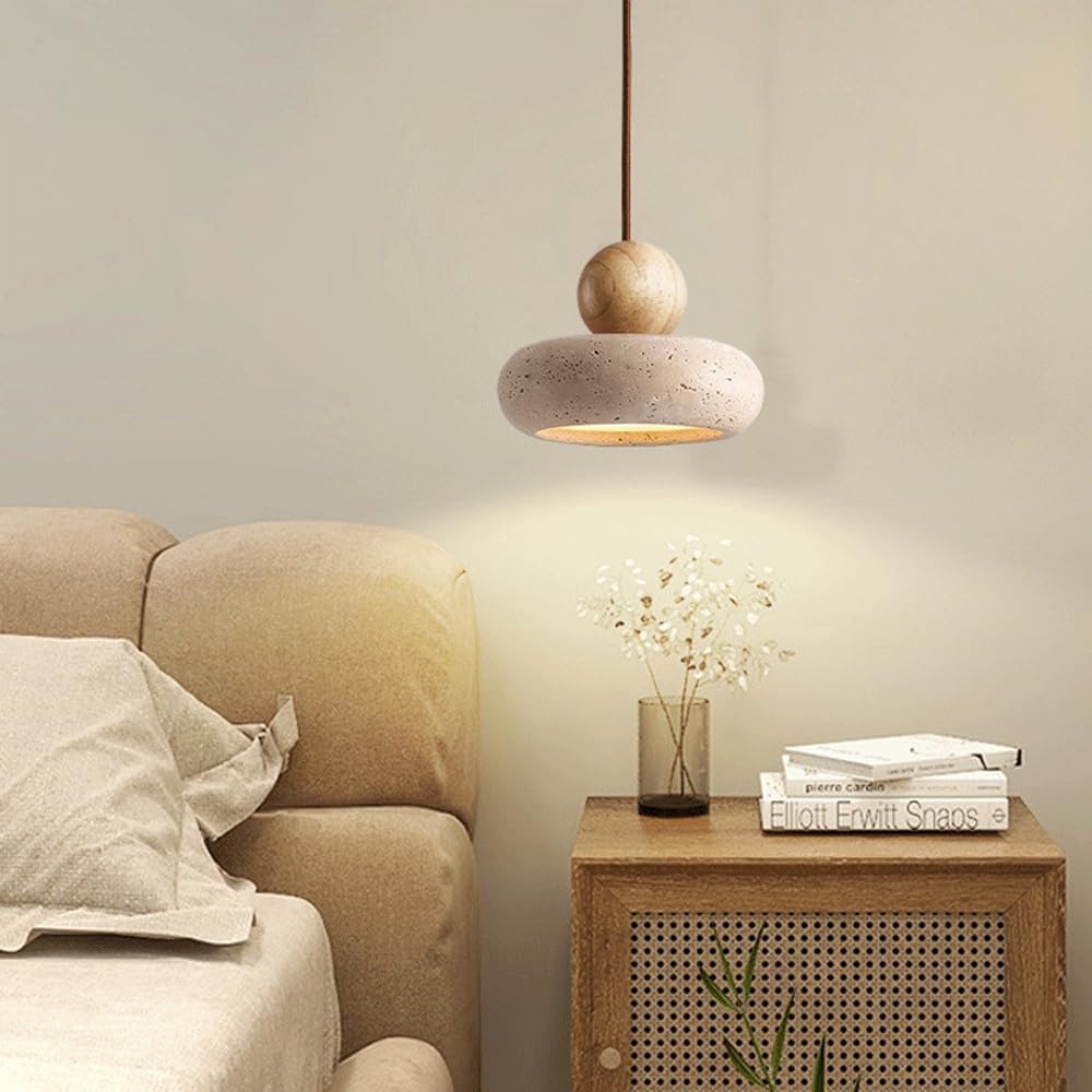 Retro Wabi-Sabi Natural Stone Travertine Pendant Light