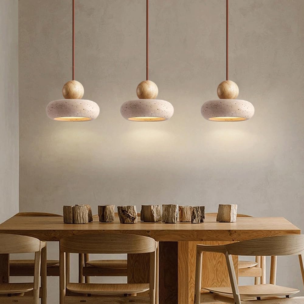 Retro Wabi-Sabi Natural Stone Travertine Pendant Light