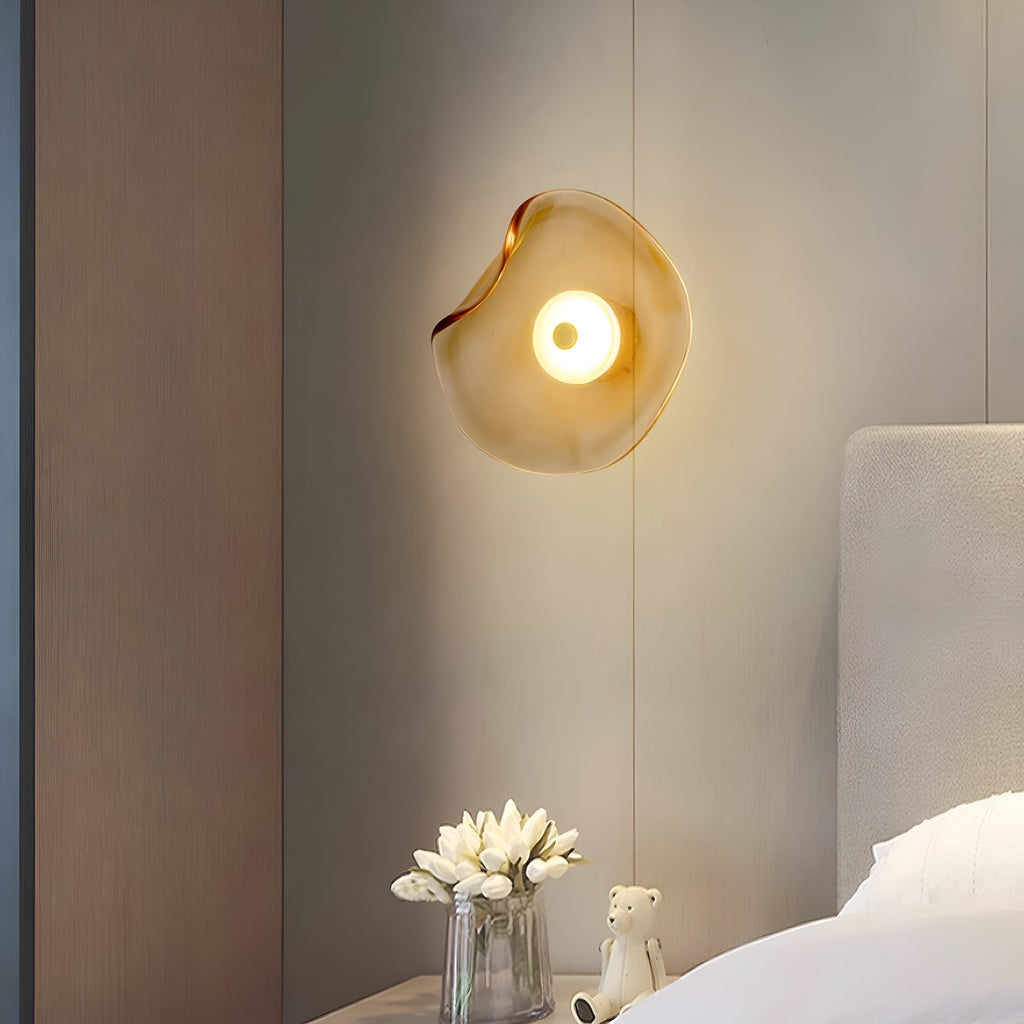 Nordic Curved Glass Japandi Style Glass LED Wall Light