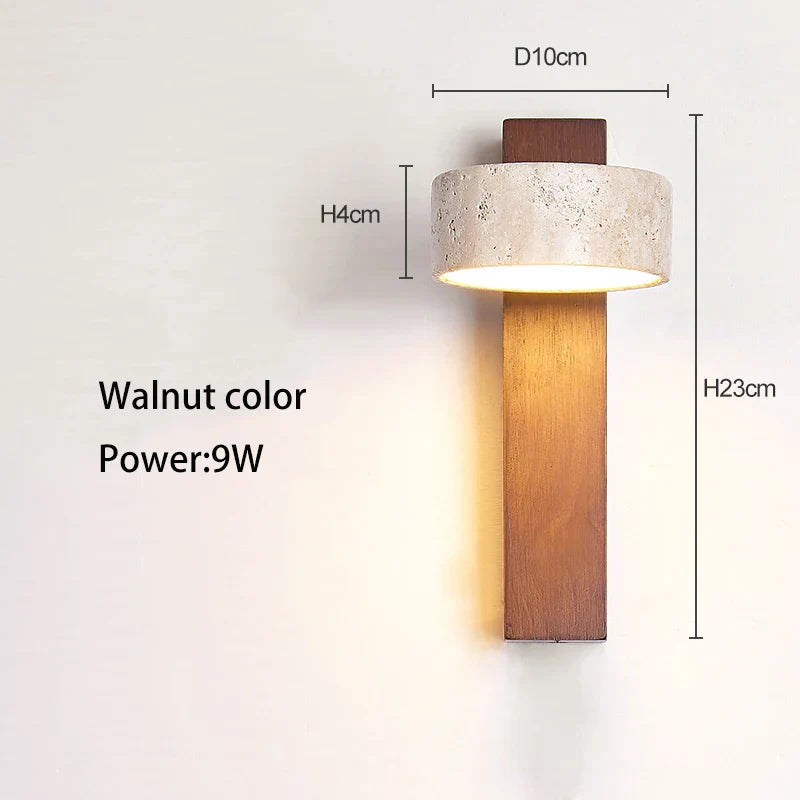 Travertine Wood Bedside Wall Light