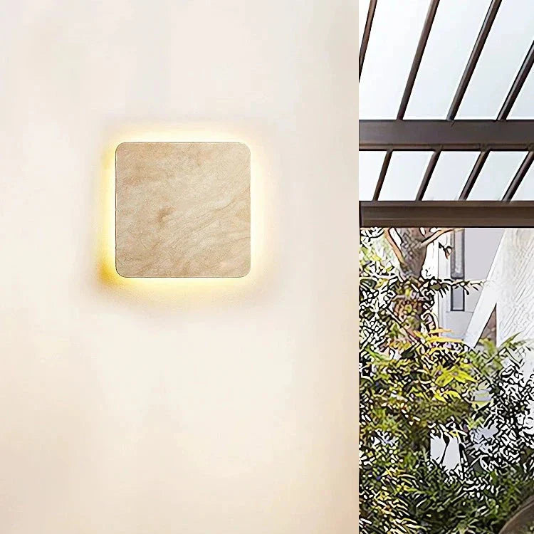 Square Travertine Outdoor Wall Light
