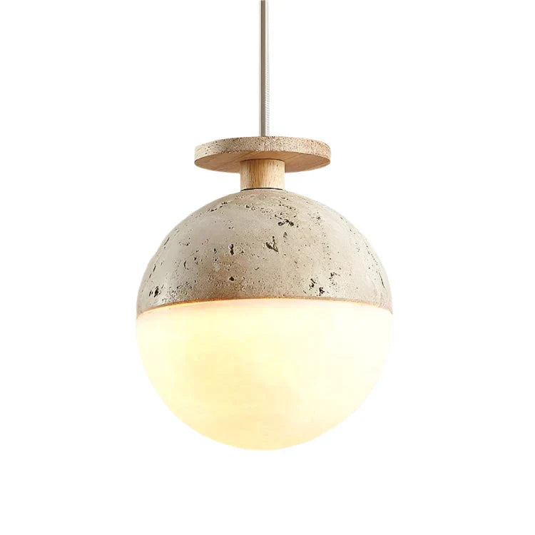 Travertine Hanging Ball Pendant Light