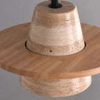 Travertine Medieval Wood Stone Pendant Light