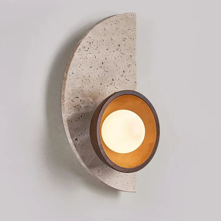 Travertine Half Moon Wall Light