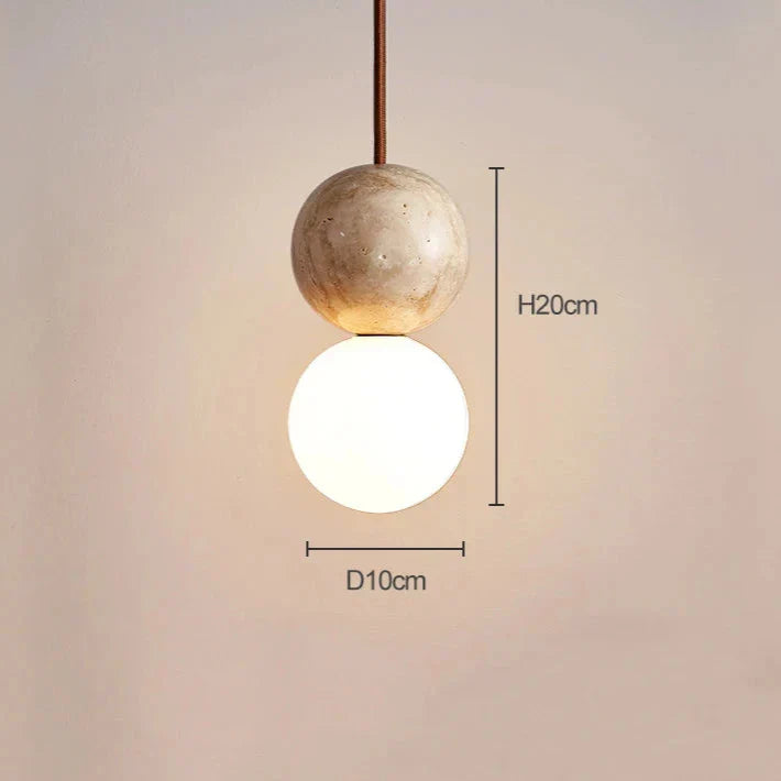 Travertine Stone Cream Retro Minimalist LED Pendant Light