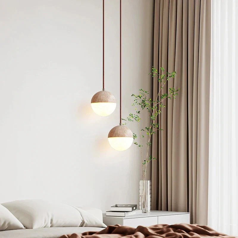 Travertine Ball Pendant Light
