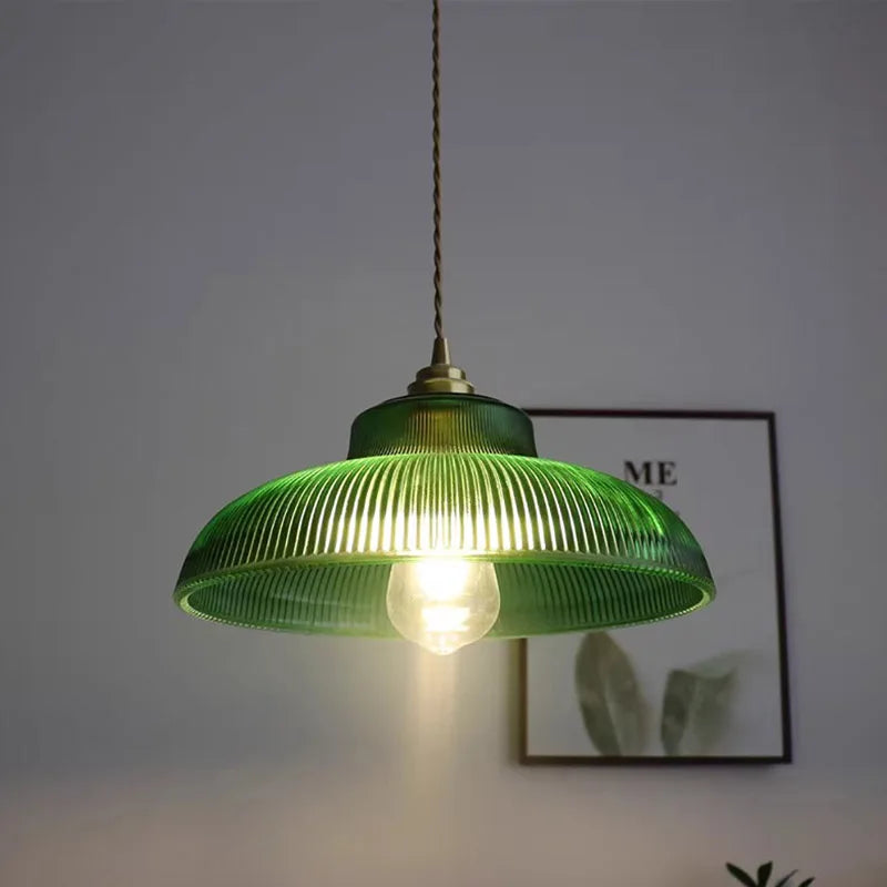 Vintage Green Glass Pendant Light