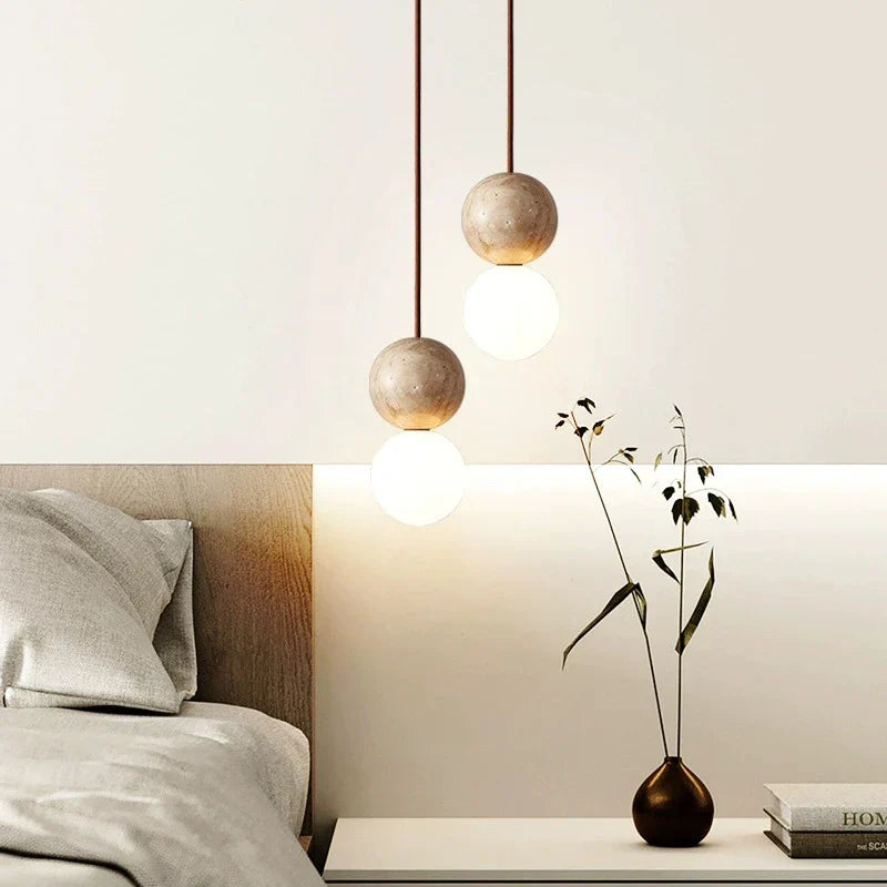 Travertine Stone Cream Retro Minimalist LED Pendant Light
