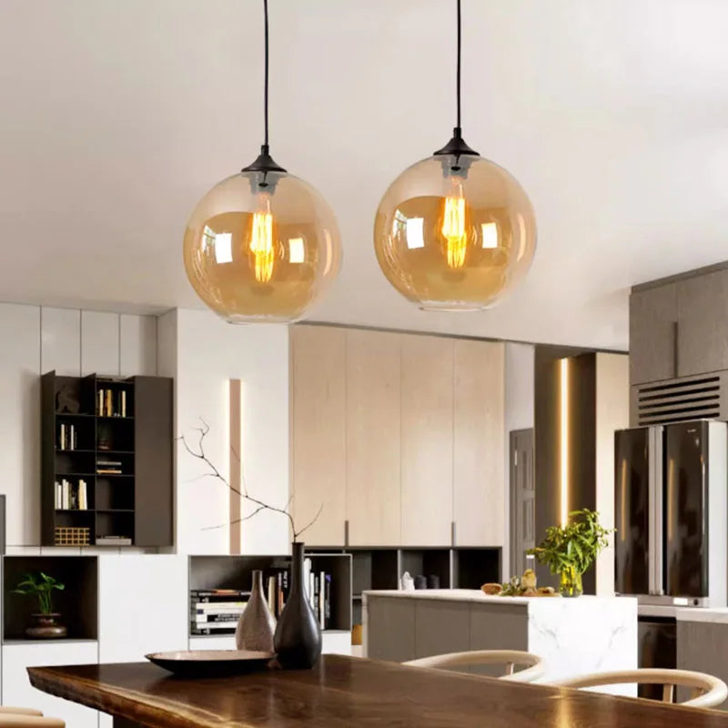 Glass Stone Lampshade Pendant Light