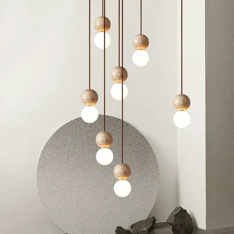 Travertine Stone Cream Retro Minimalist LED Pendant Light