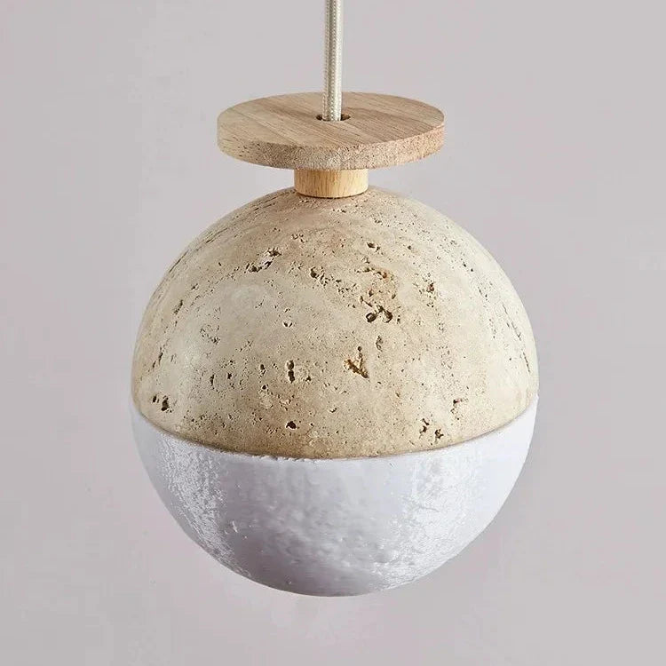 Travertine Hanging Ball Pendant Light