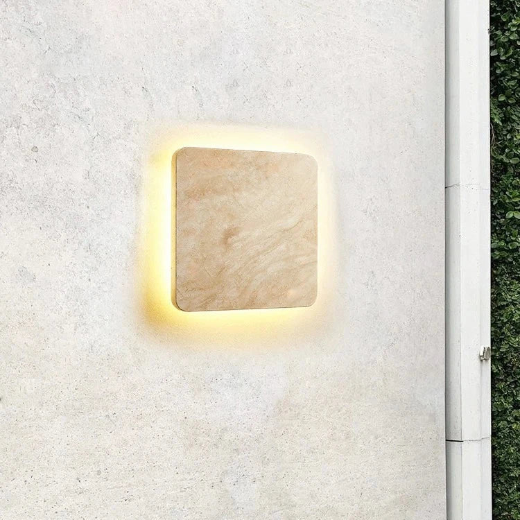 Square Travertine Outdoor Wall Light