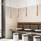 Cream Travertine Tube Pendant Light